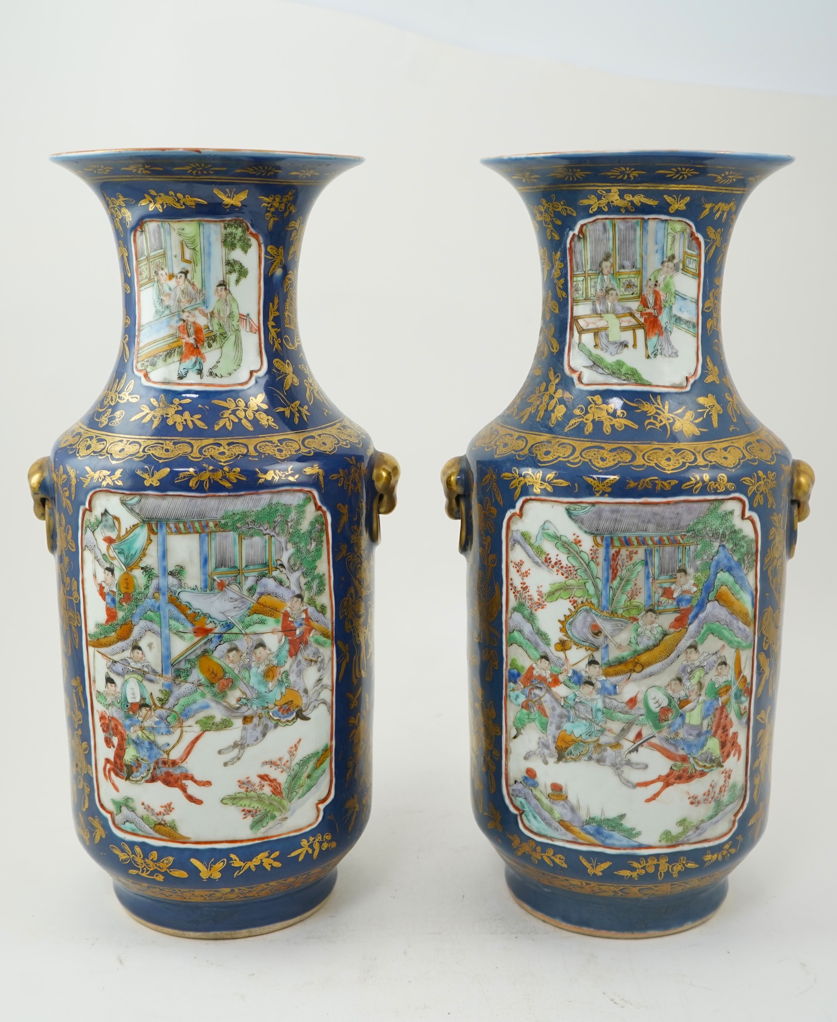 A pair of Chinese ‘warriors’ vases, early 20th century